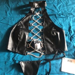 Faux leather biker type lingerie